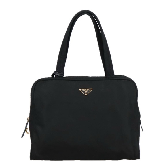 PRADA Hand Bag Nylon Black Gold Auth 101157 - Picture 13 of 16